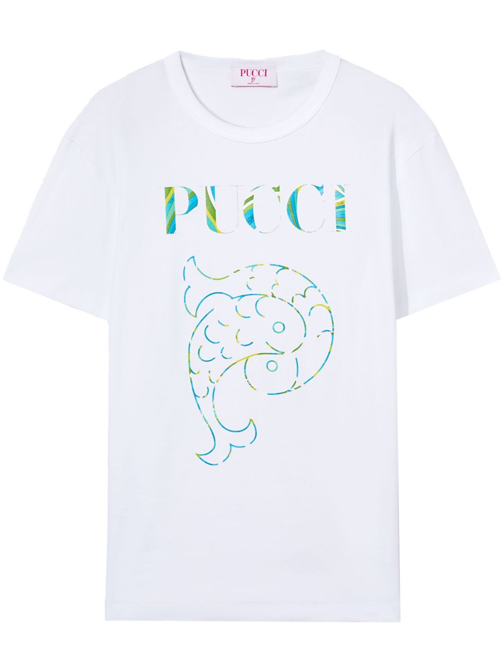 PUCCI logo印花棉T恤 - 白色