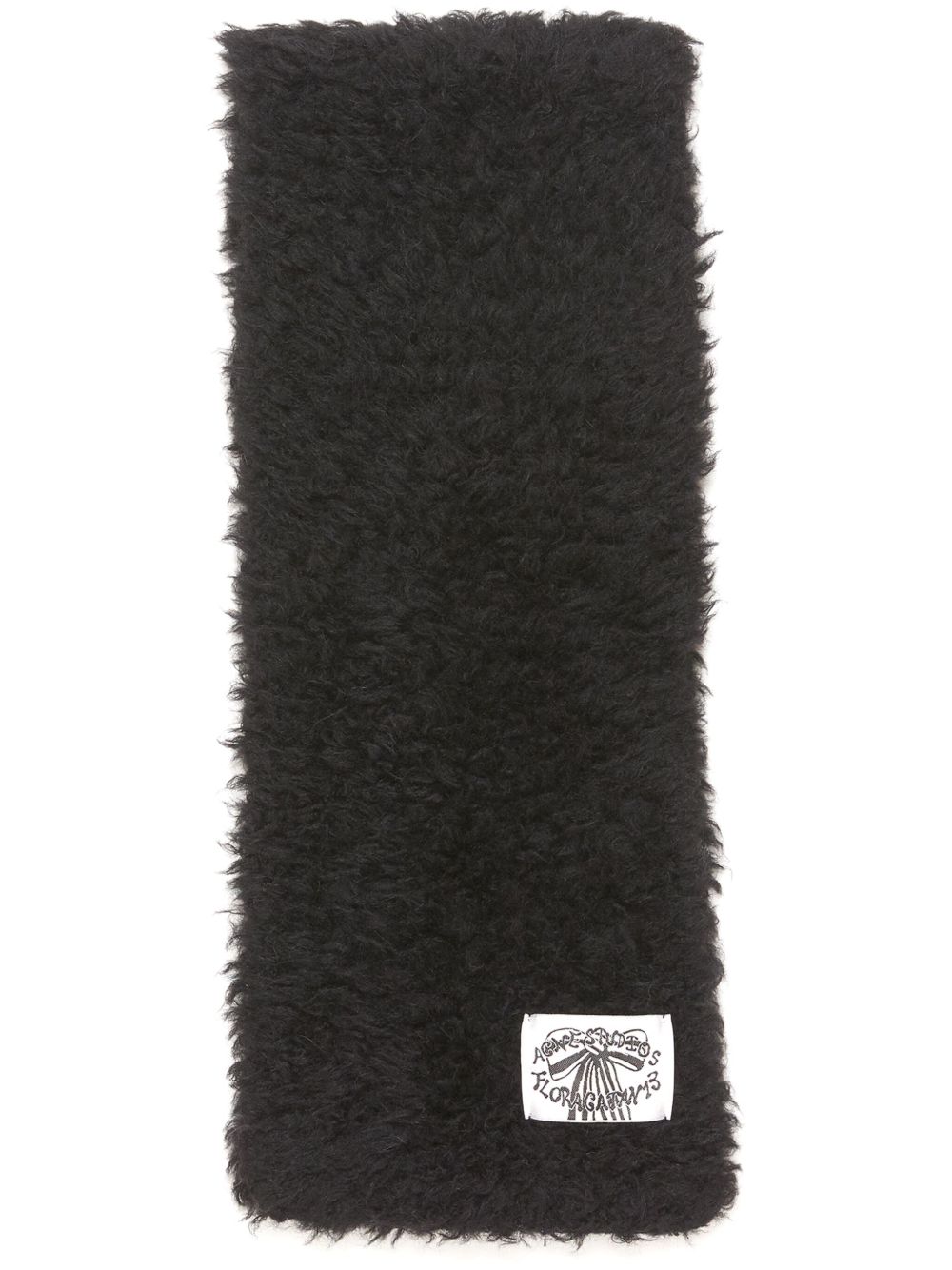 Acne Studios logo吊牌人造皮草围巾 - 黑色
