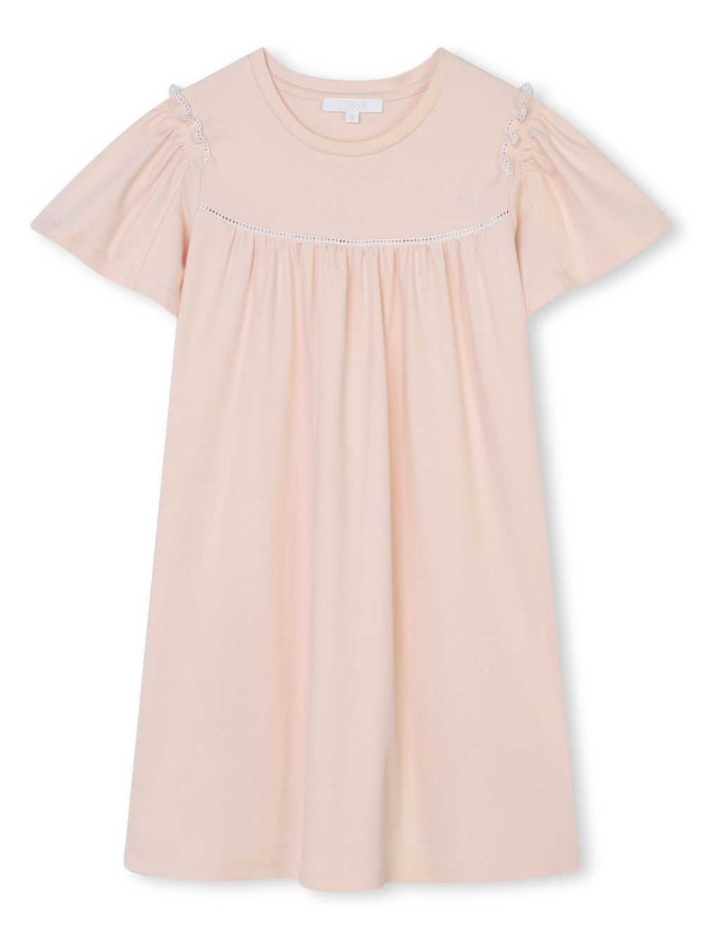 Chloé Kids 短袖棉连衣裙 - 粉色