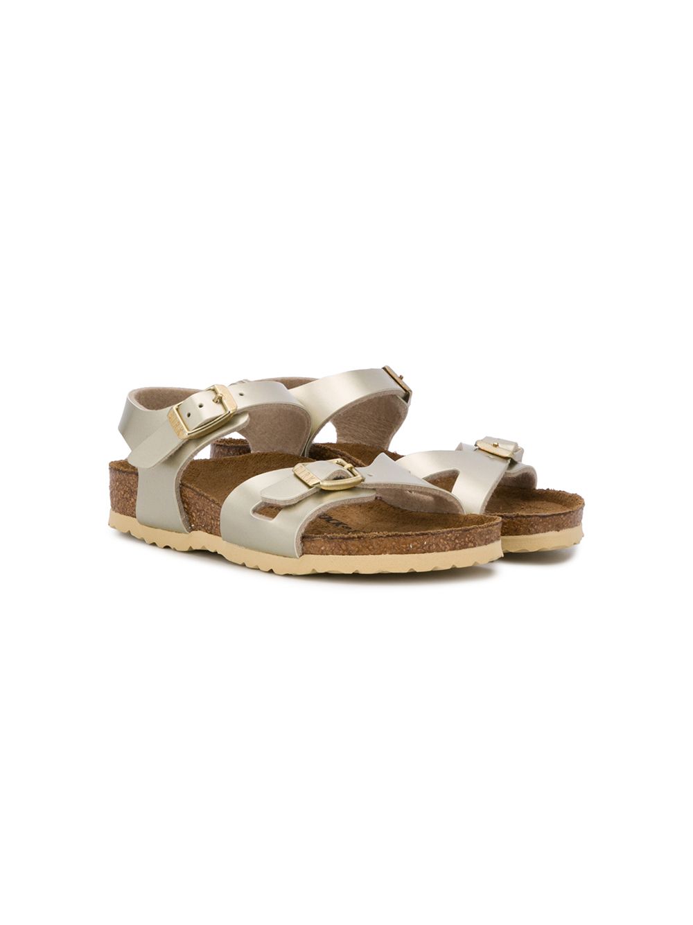 Birkenstock Kids Rio 金属感凉鞋 - 金色