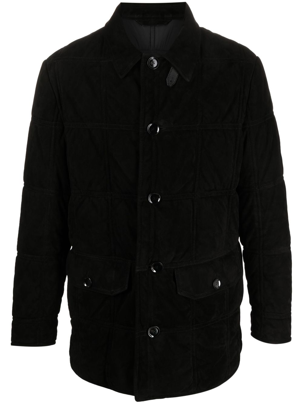 Brioni 高领排扣夹克 - 黑色