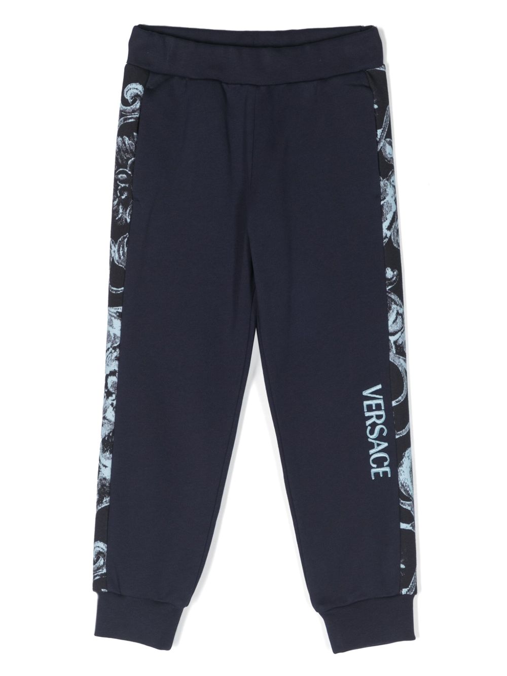 Versace Kids Barocco 印花棉运动裤 - 蓝色