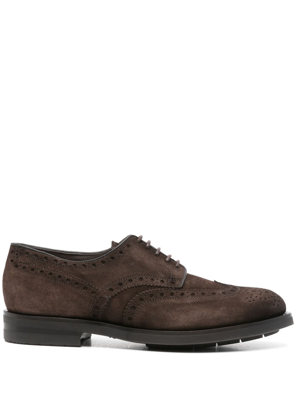 Santoni 绒面皮布洛克鞋 - 褐色