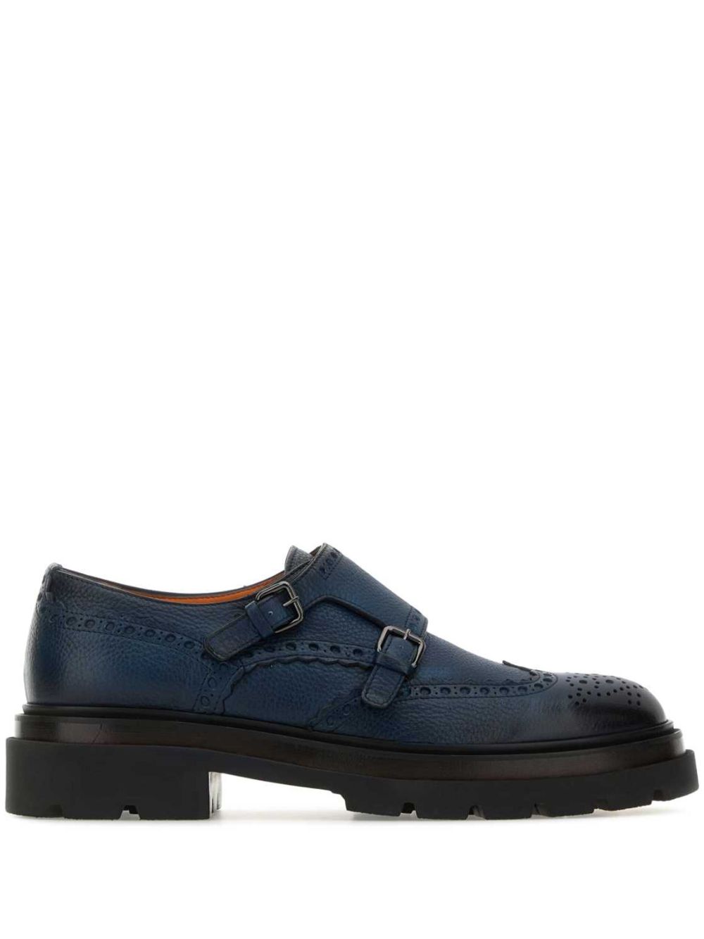 Santoni 皮质孟克鞋 - 蓝色