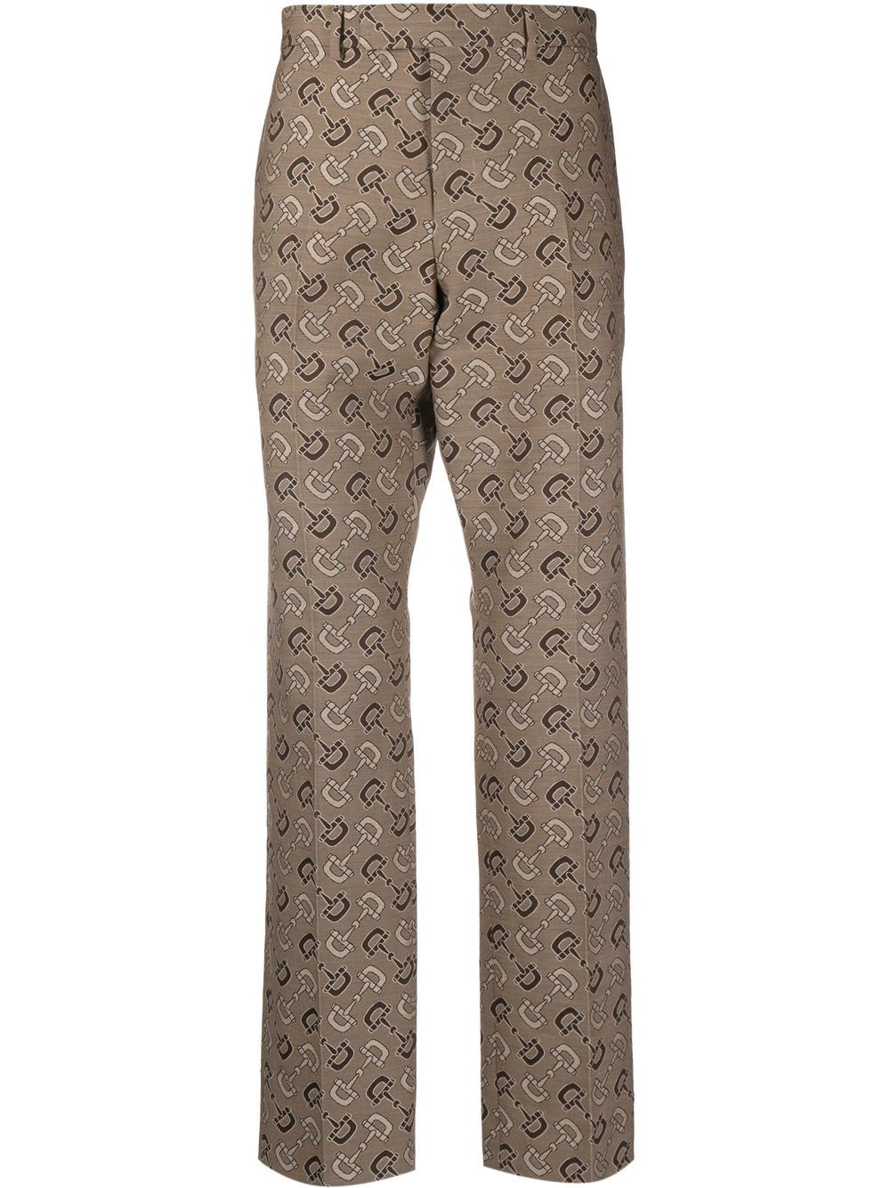 Gucci Maxi Horsebit 图案西裤 - 中性色