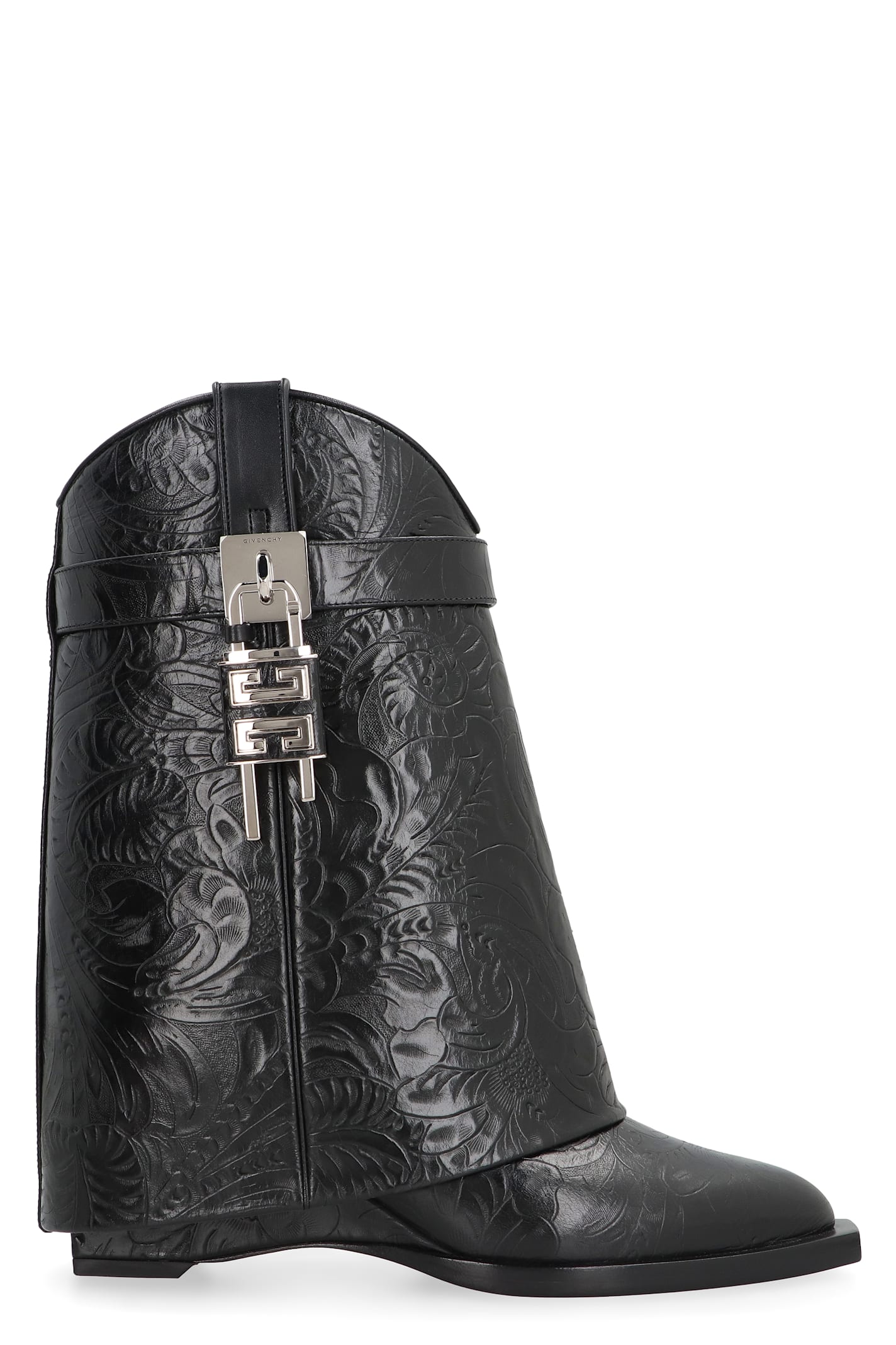 Givenchy Shark Lock Cowboy Leather Ankle Boots