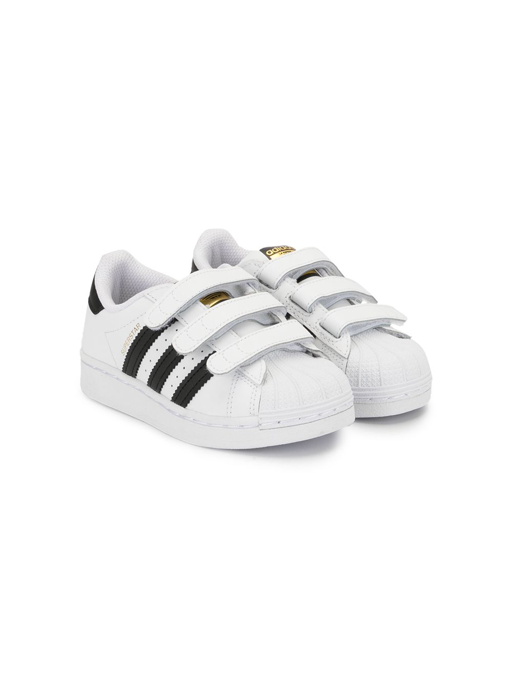adidas Kids Superstar 魔术贴板鞋 - 白色
