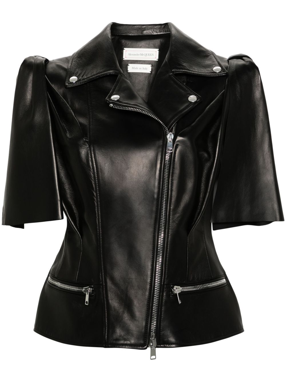 Alexander McQueen Knotted Bow 皮质机车背心 - 黑色