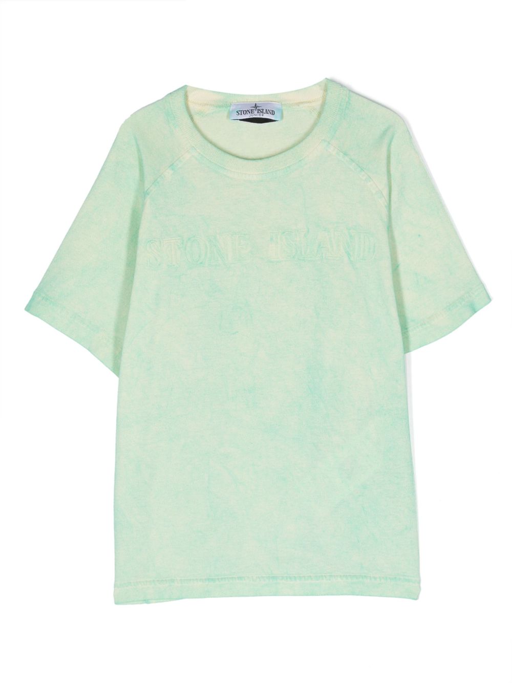 Stone Island Junior logo刺绣棉T恤 - 绿色