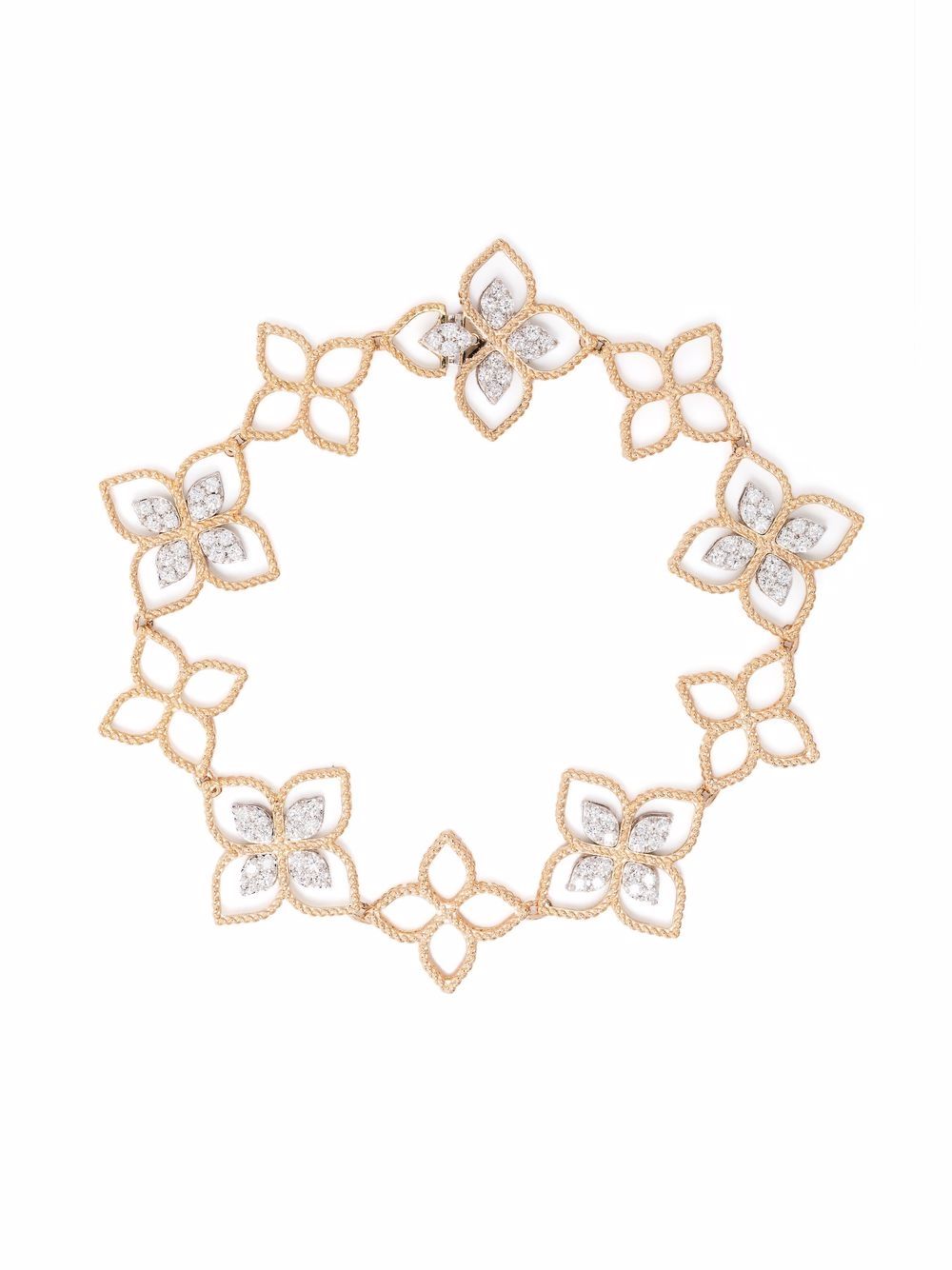 Roberto Coin Princess Flower Dubai 18K玫瑰金钻石手链 - 金色