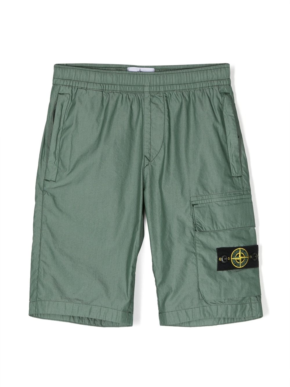 Stone Island Junior 标贴短裤 - 绿色