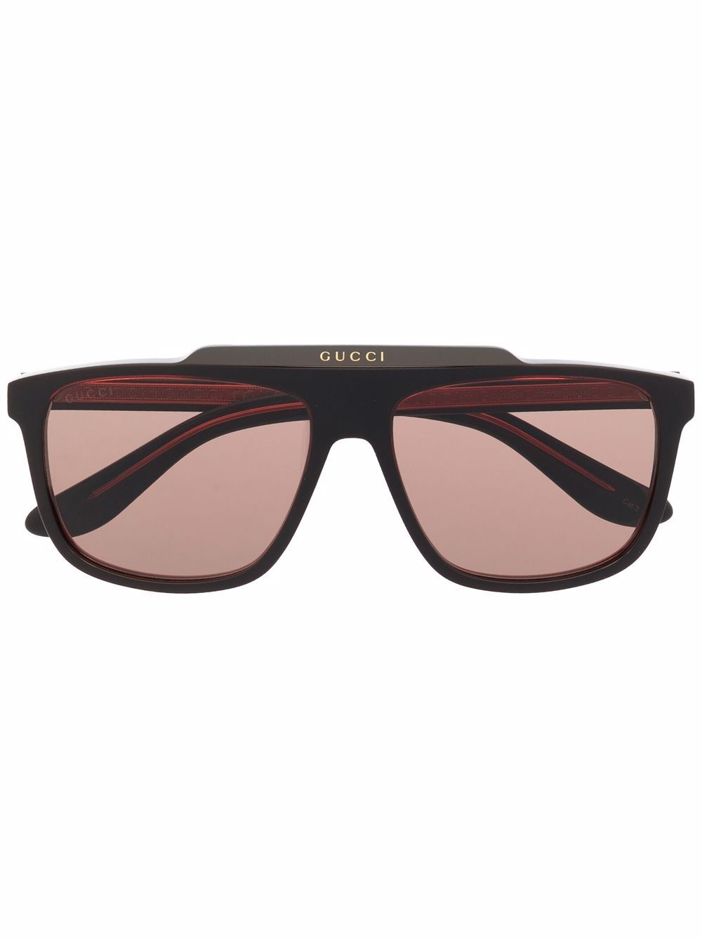 Gucci Eyewear 飞行员镜框太阳眼镜 - 红色