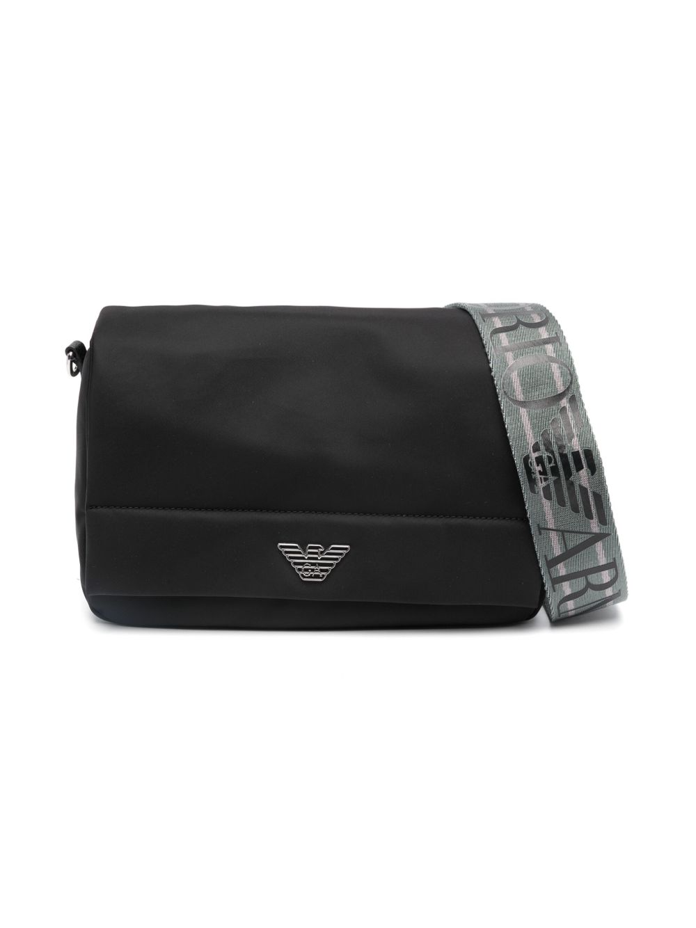 Emporio Armani logo标牌斜挎包 - 黑色