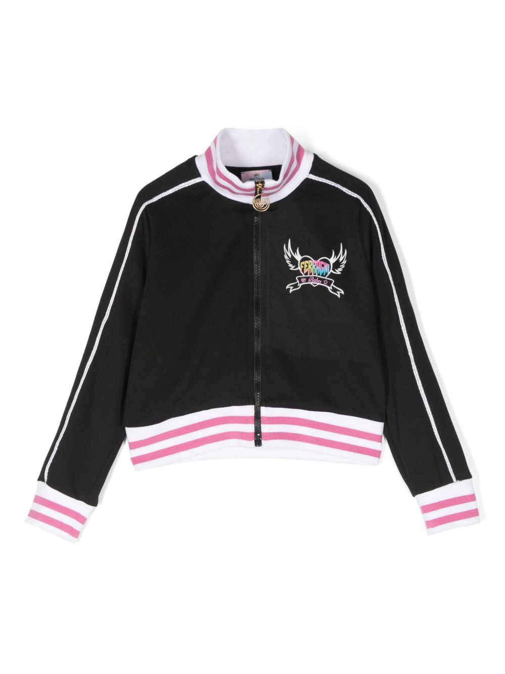 Chiara Ferragni Kids logo印花棒球运动夹克 - 黑色