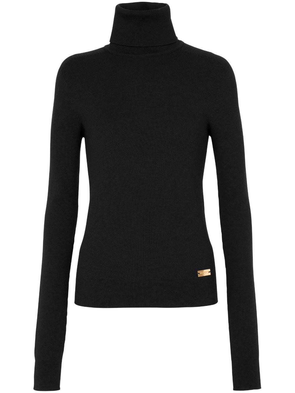 Balmain logo标牌羊毛毛衣 - 黑色