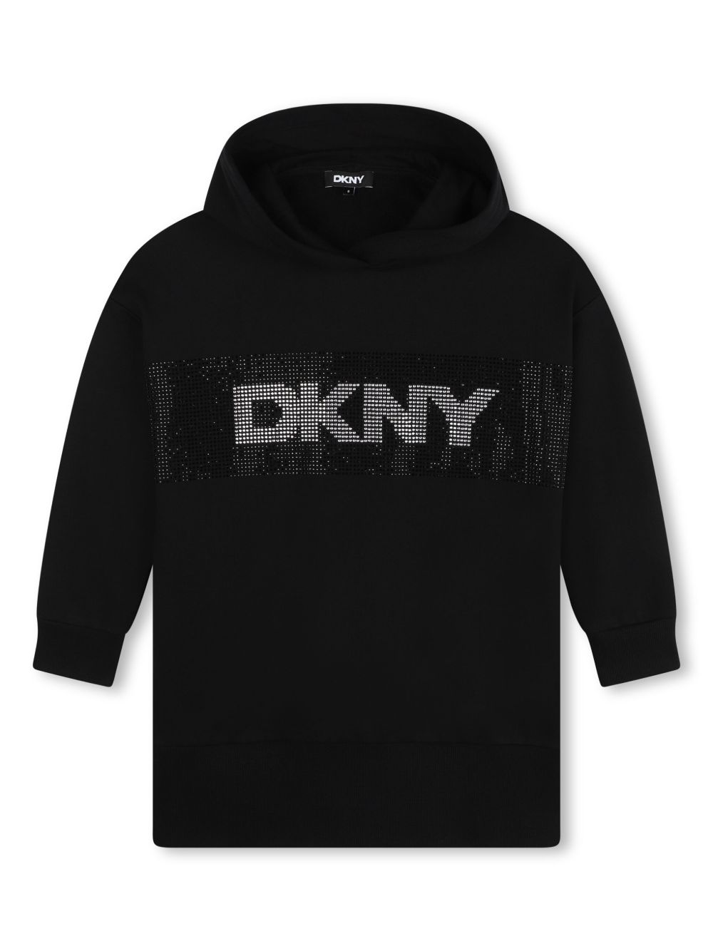 Dkny Kids 长袖连帽连衣裙 - 黑色