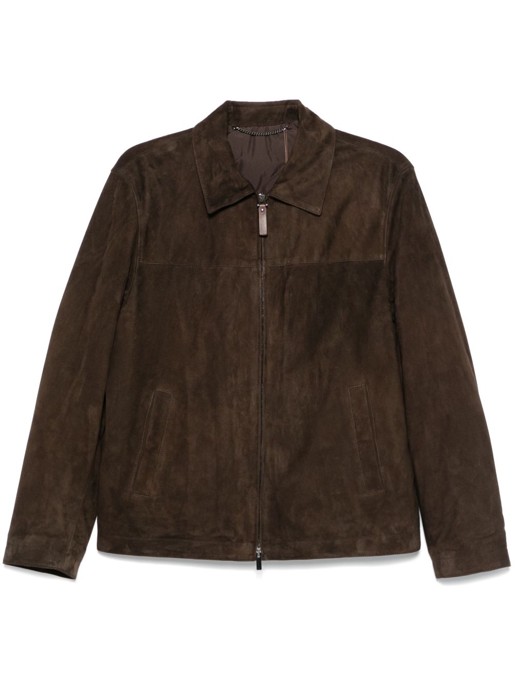 Canali 绒面皮夹克 - 褐色