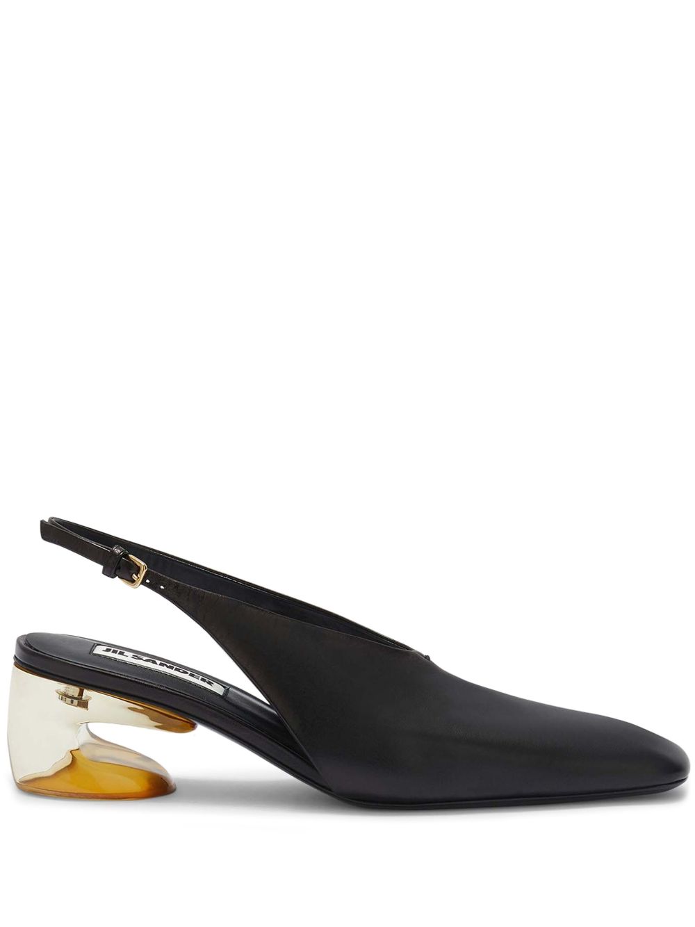 Jil Sander 裹踝皮质高跟鞋 - 黑色