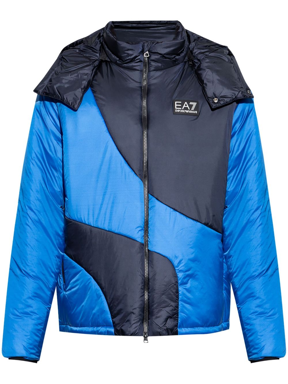 Ea7 Emporio Armani 双色填充夹克 - 蓝色