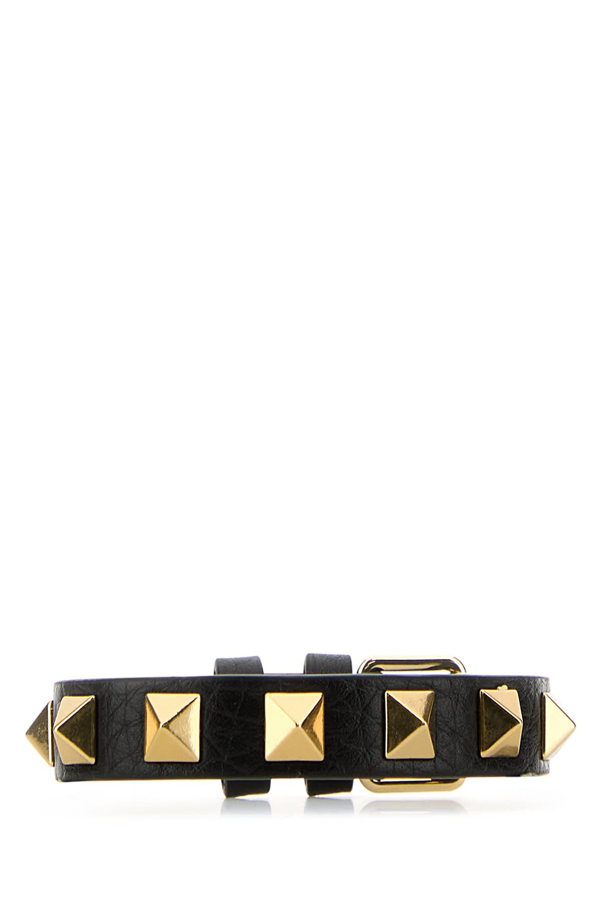 Valentino Garavani Black Leather Rockstud Bracelet