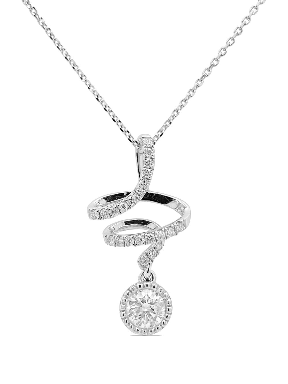 HYT Jewelry 18K白金钻石吊饰项链 - 银色