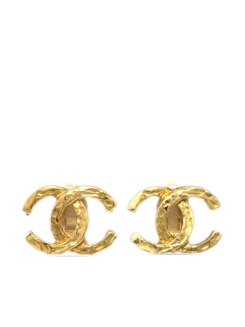 CHANEL Pre-Owned CC 夹扣式耳环（1990-2000年典藏款） - 金色
