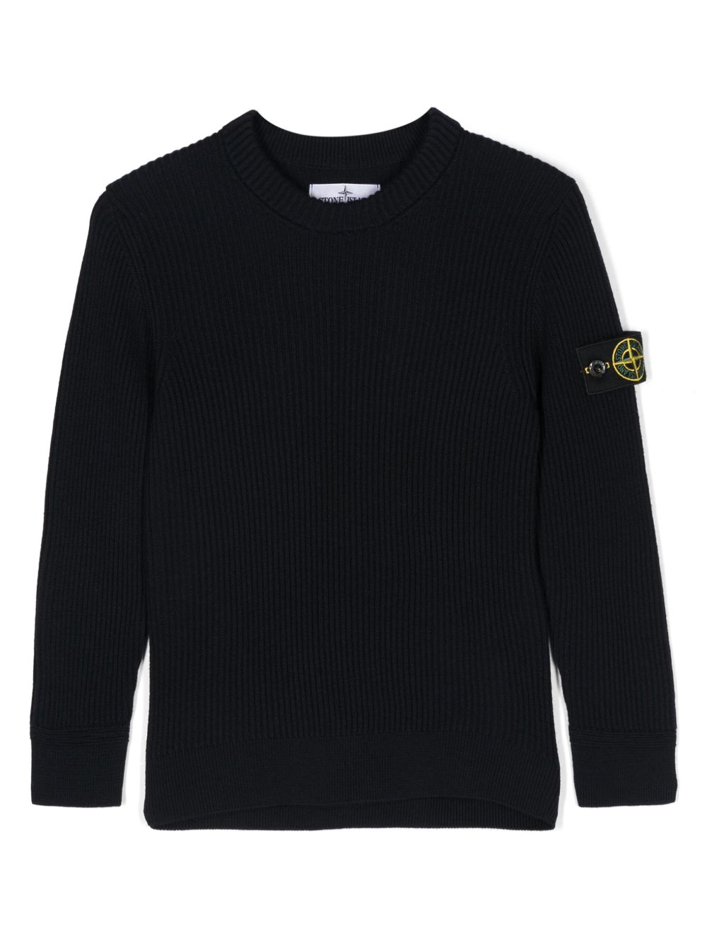 Stone Island Junior 罗盘徽章罗纹毛衣 - 黑色