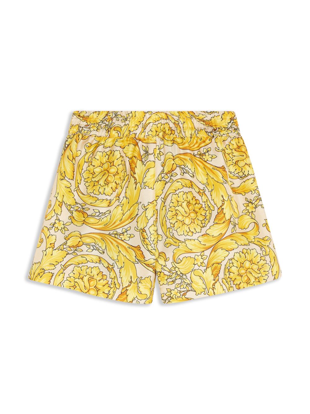Versace Kids Barocco 印花短裤 - 黄色