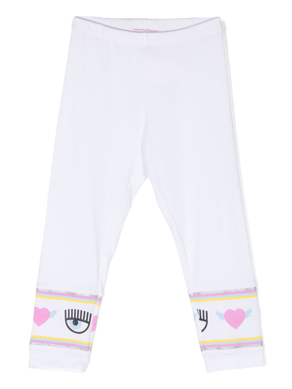 Chiara Ferragni Kids Maxi Logomania 平纹针织打底裤 - 白色