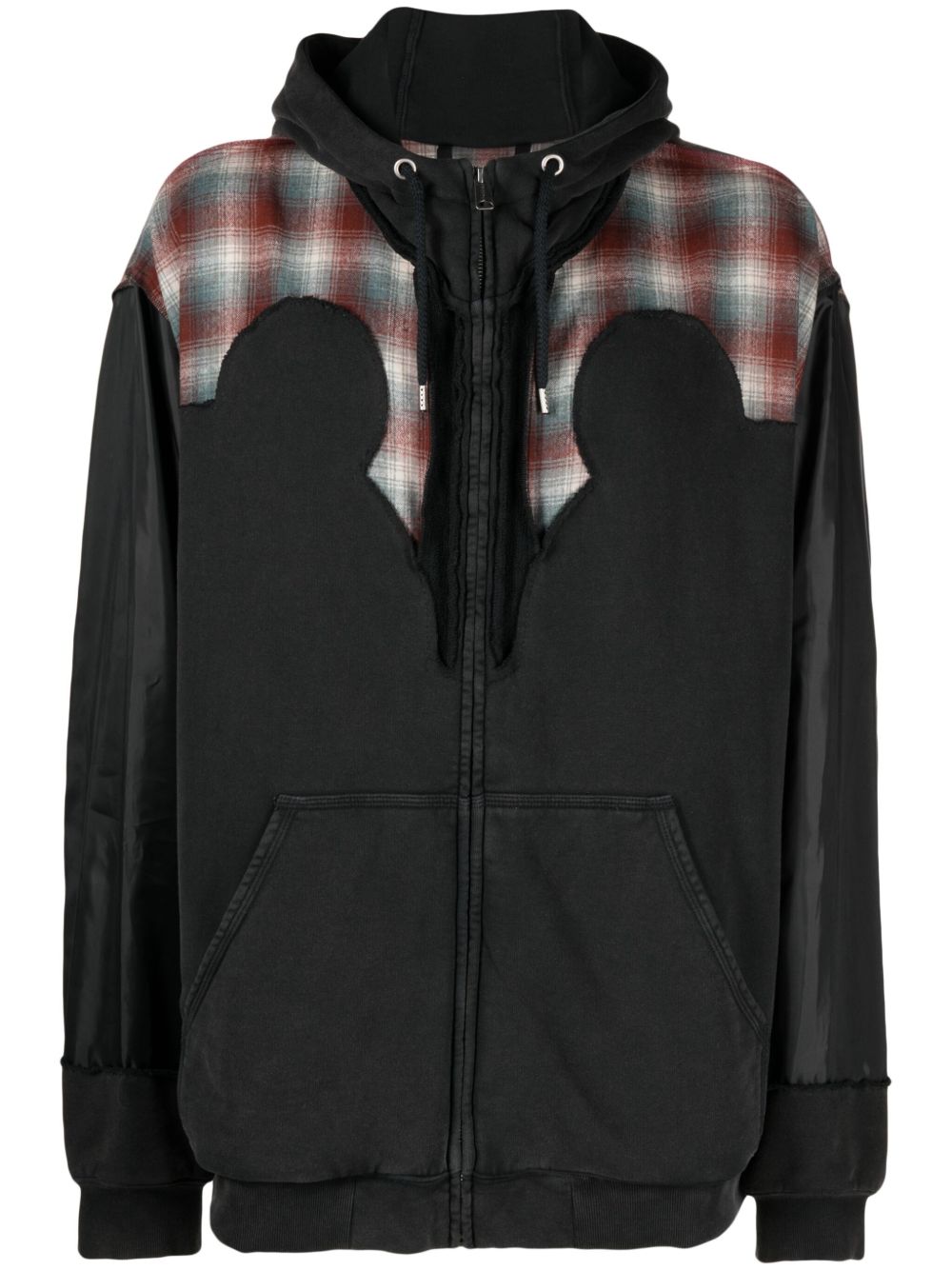 Maison Margiela x Pendleton 育克设计细节拉链连帽衫 - 黑色
