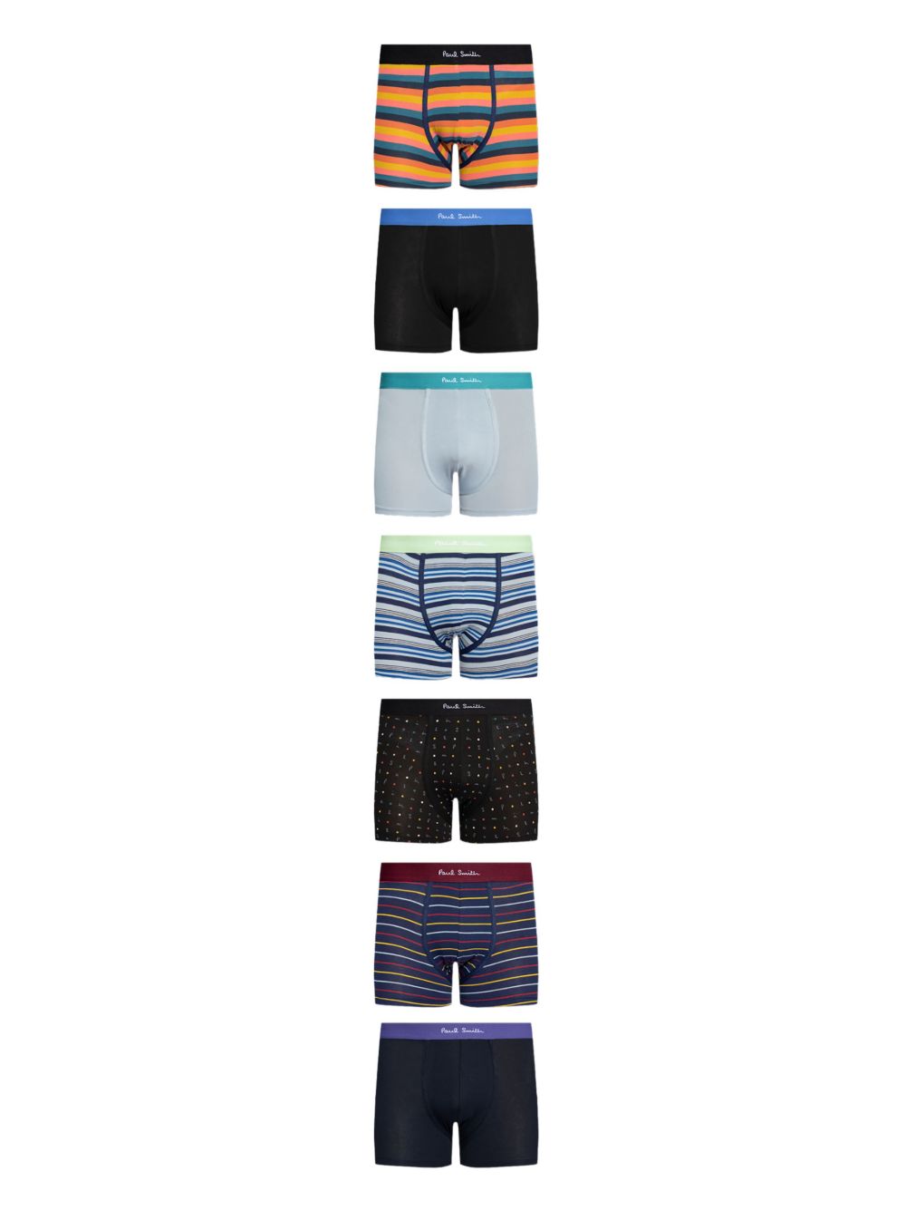 Paul Smith logo腰边四角裤（七件装） - 黑色