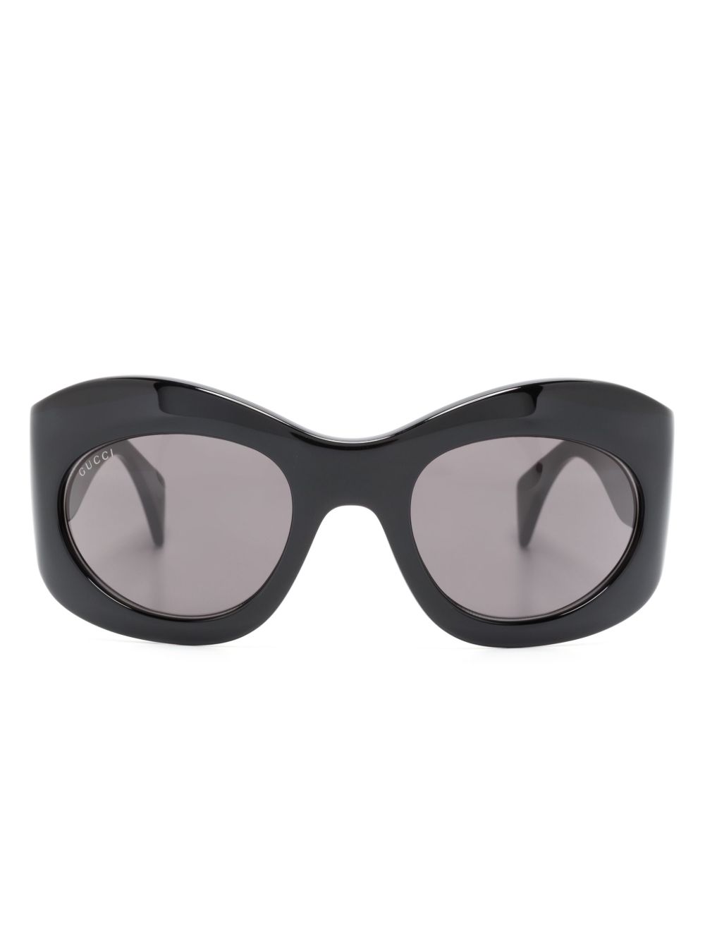 Gucci Eyewear 椭圆形镜框有色镜片太阳眼镜 - 黑色