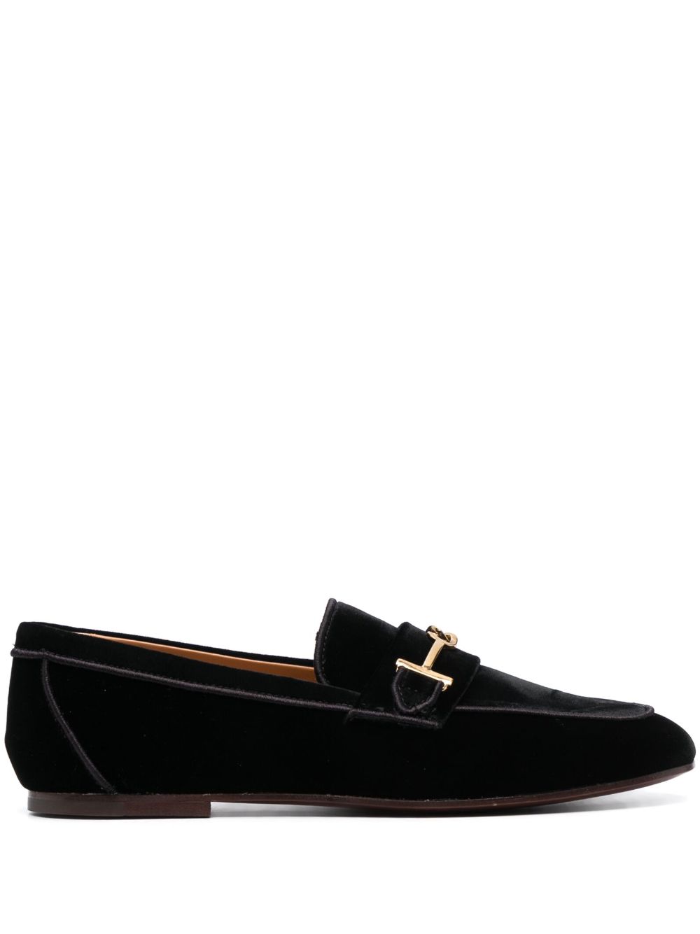 Tod's logo细节丝绒乐福鞋 - 黑色