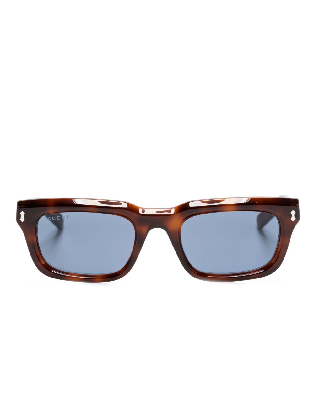 Gucci Eyewear 玳瑁纹长方形框太阳眼镜 - 褐色