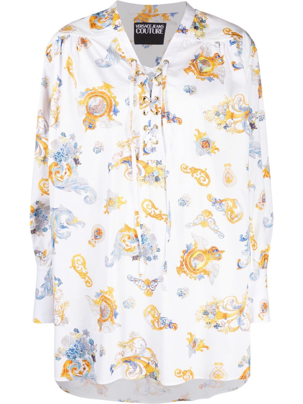 Versace Jeans Couture 范思哲 Barocco 印花蕾丝衬衫 - 白色