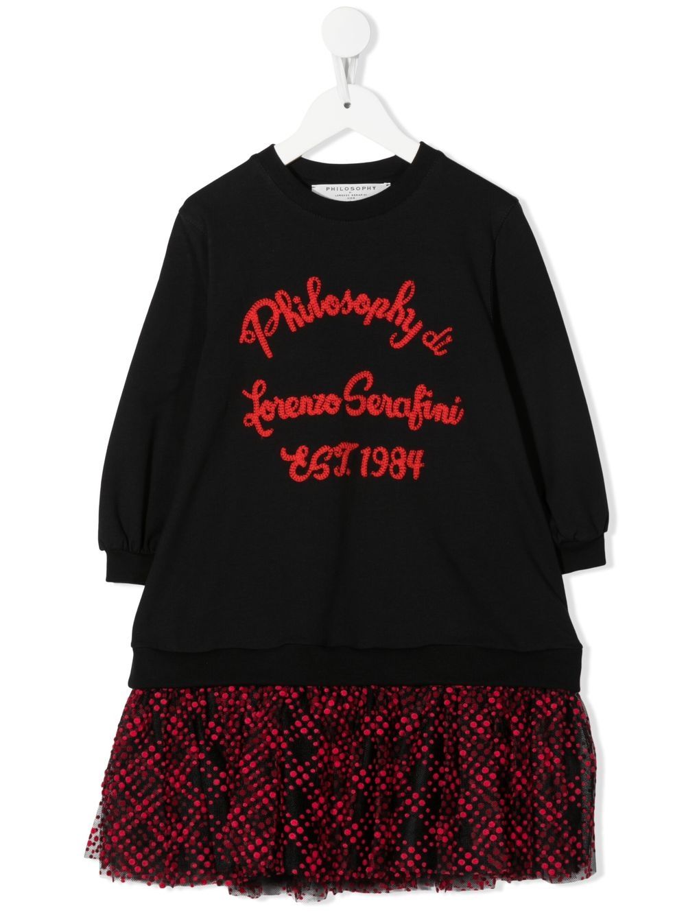 Philosophy Di Lorenzo Serafini Kids logo刺绣卫衣式连衣裙 - 黑色