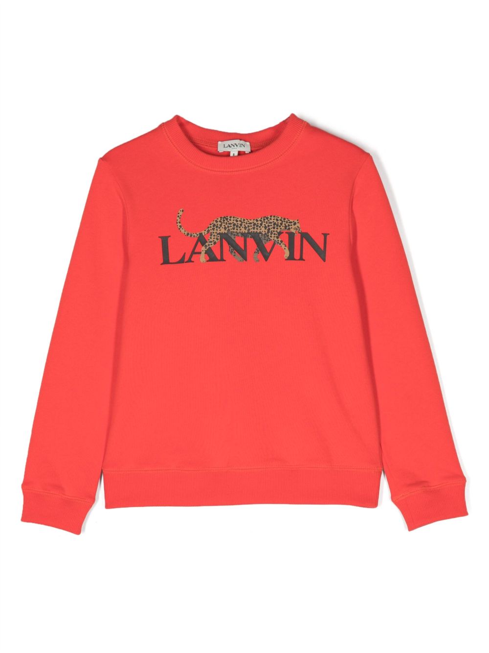 Lanvin Enfant logo豹纹卫衣 - 红色