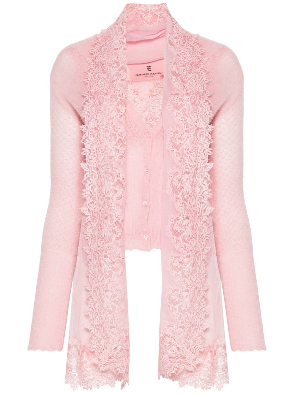 Ermanno Scervino 蕾丝细节开衫套装 - 粉色
