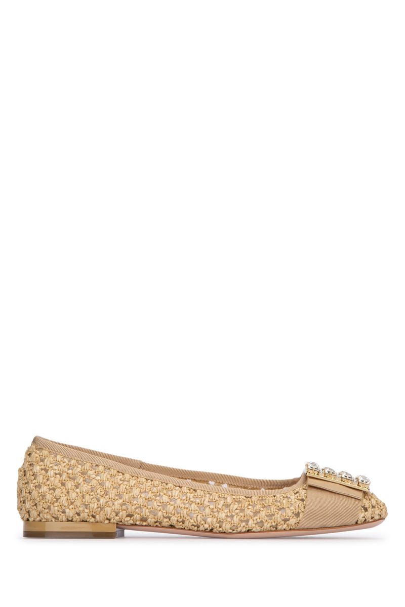 Roger Vivier Très Vivier Raffia Ballet Flats