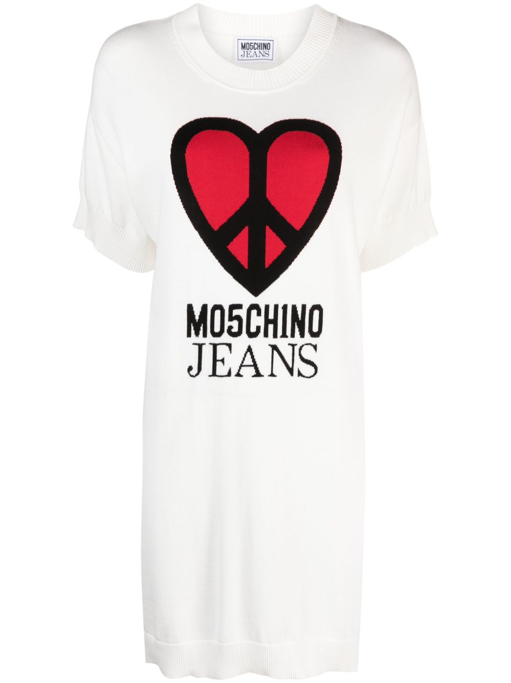 MOSCHINO JEANS logo嵌花针织连衣裙 - 白色