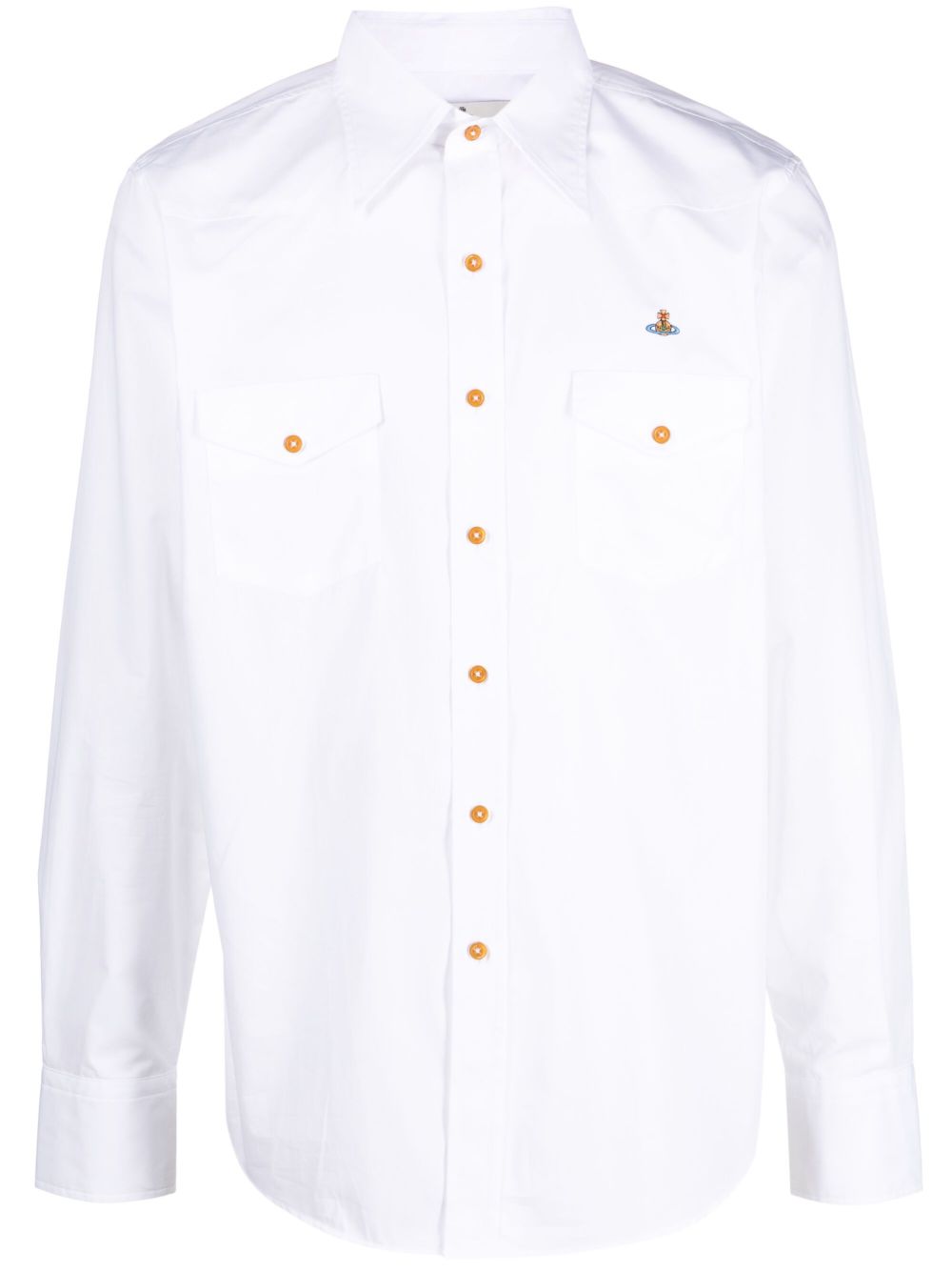 Vivienne Westwood logo印花棉衬衫 - 白色
