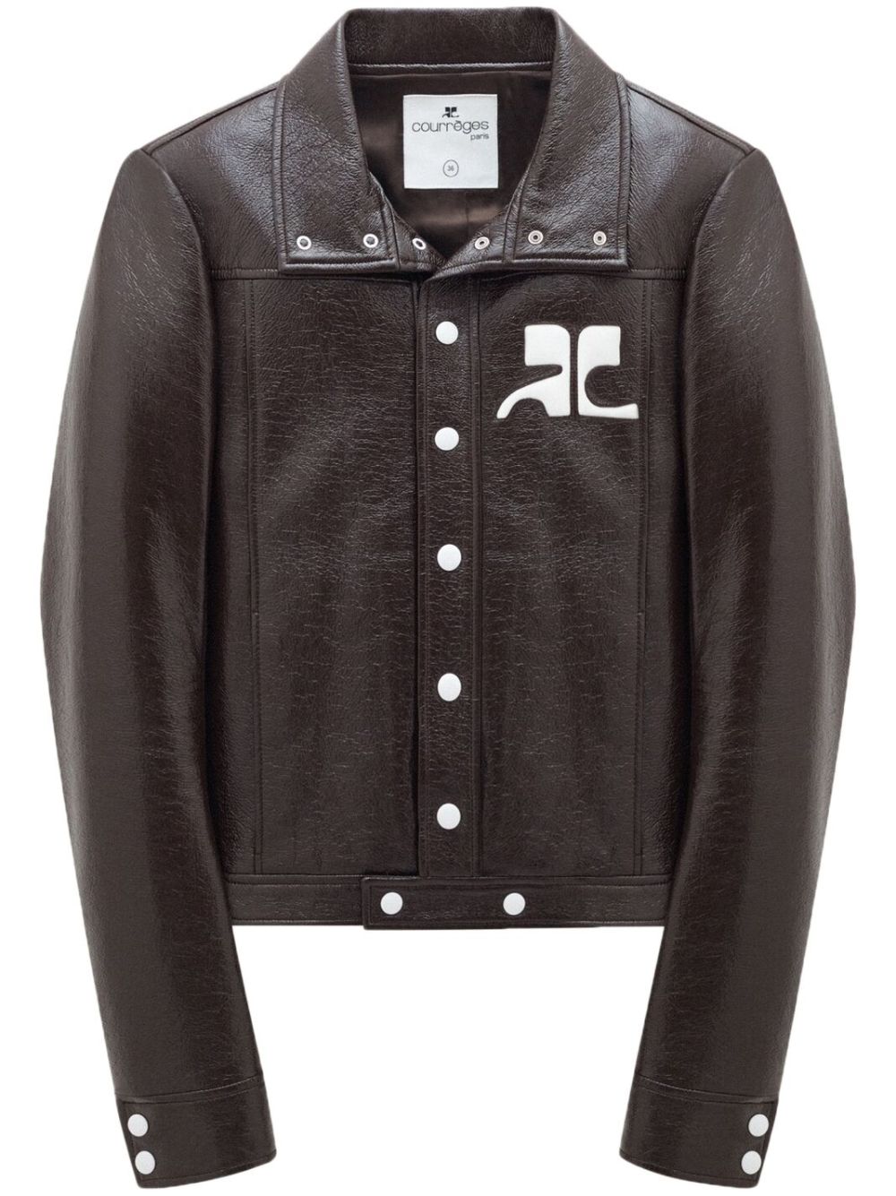 Courrèges logo贴花长袖夹克 - 褐色