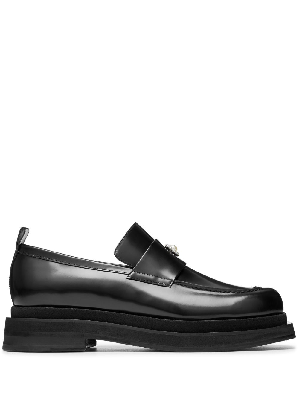Simone Rocha 心形鞋头皮质乐福鞋 - 黑色