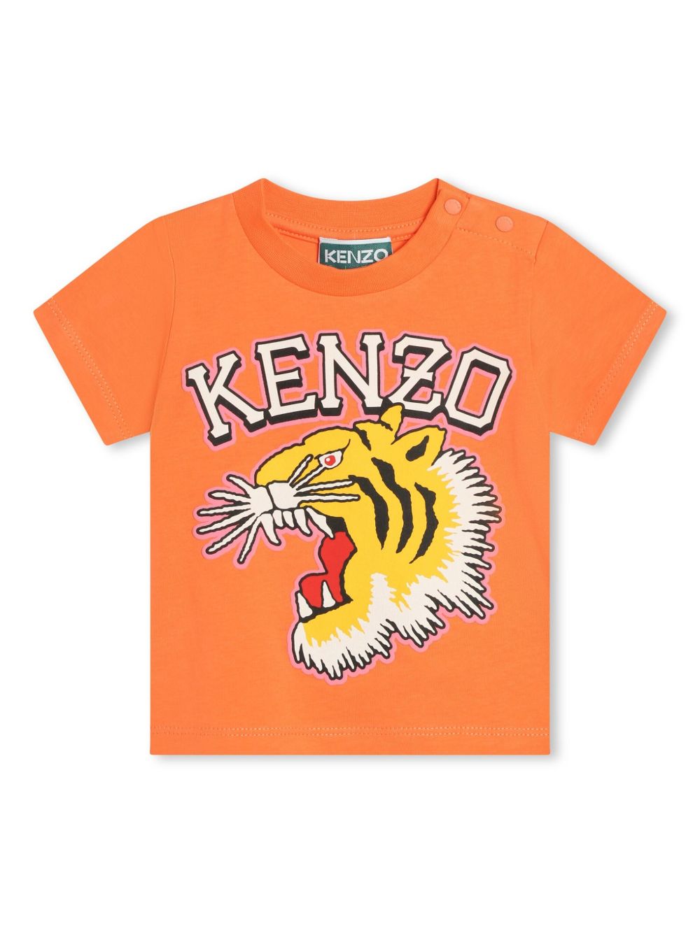 Kenzo Kids 图案印花棉T恤 - 橘色
