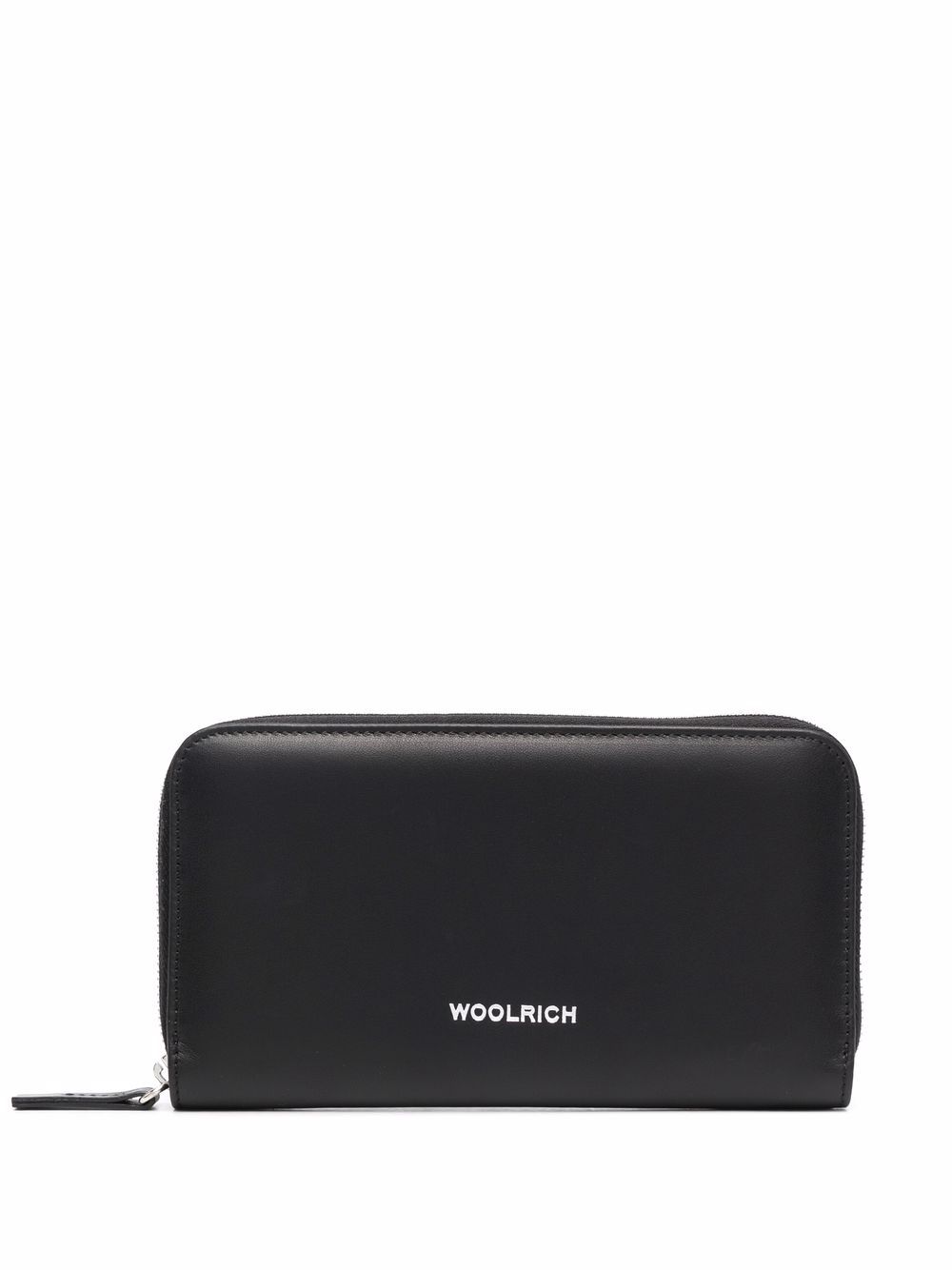 Woolrich logo印花环绕式拉链钱包 - 黑色