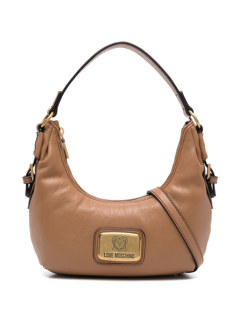 Love Moschino logo标牌单肩包 - 褐色