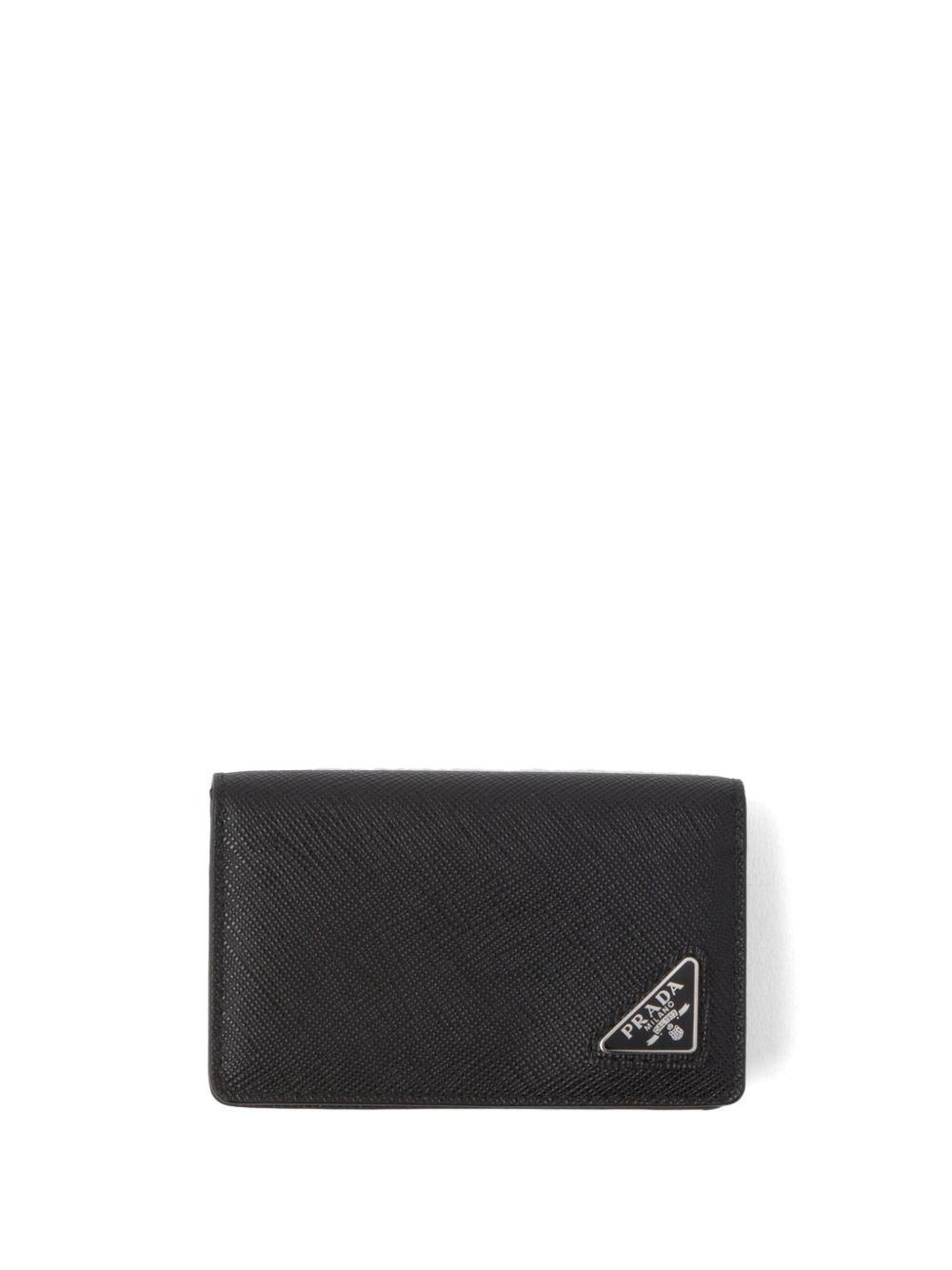 Prada Saffiano 三角形logo皮质卡夹 - 黑色