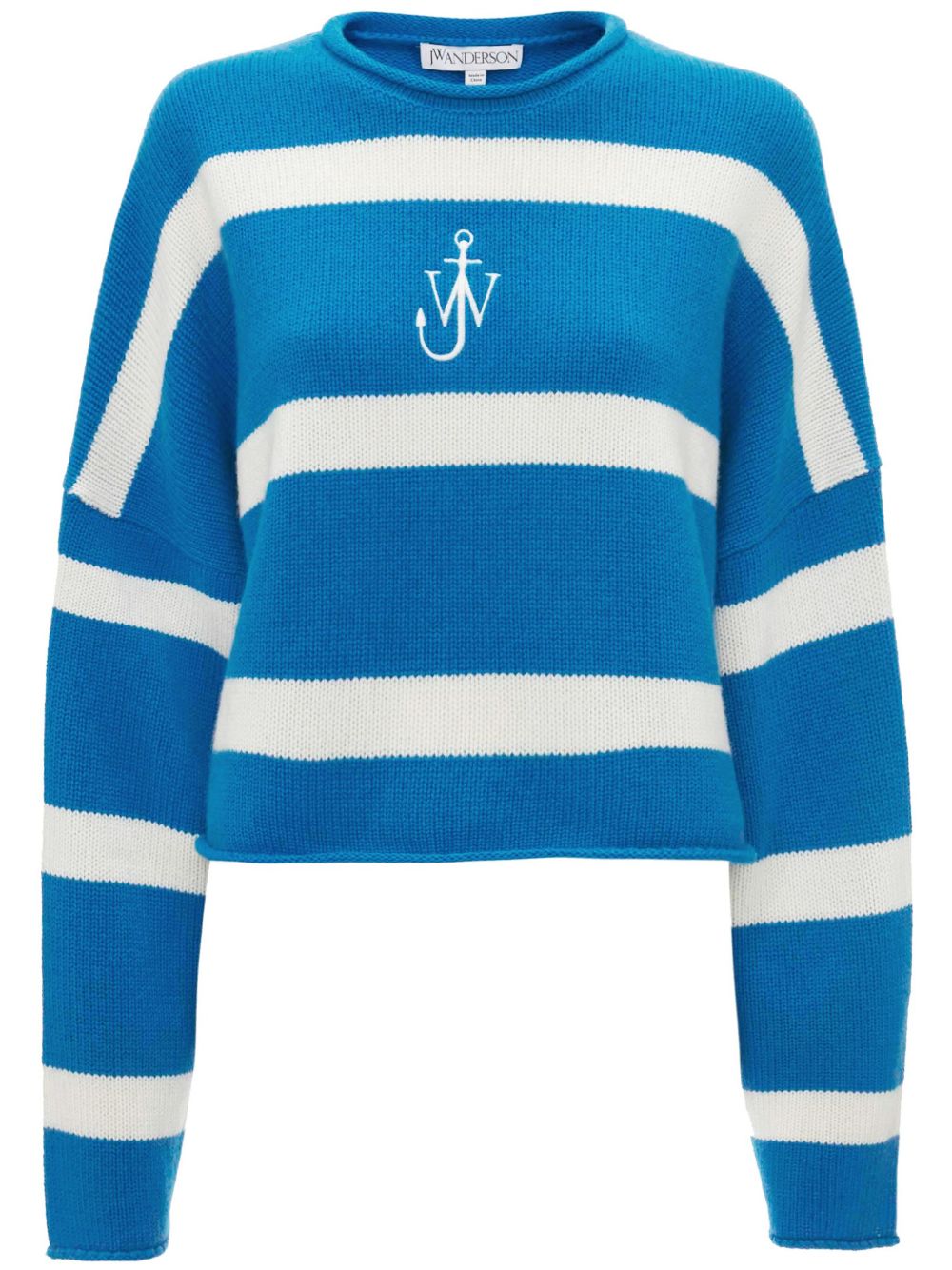 JW Anderson 条纹短款毛衣 - 蓝色