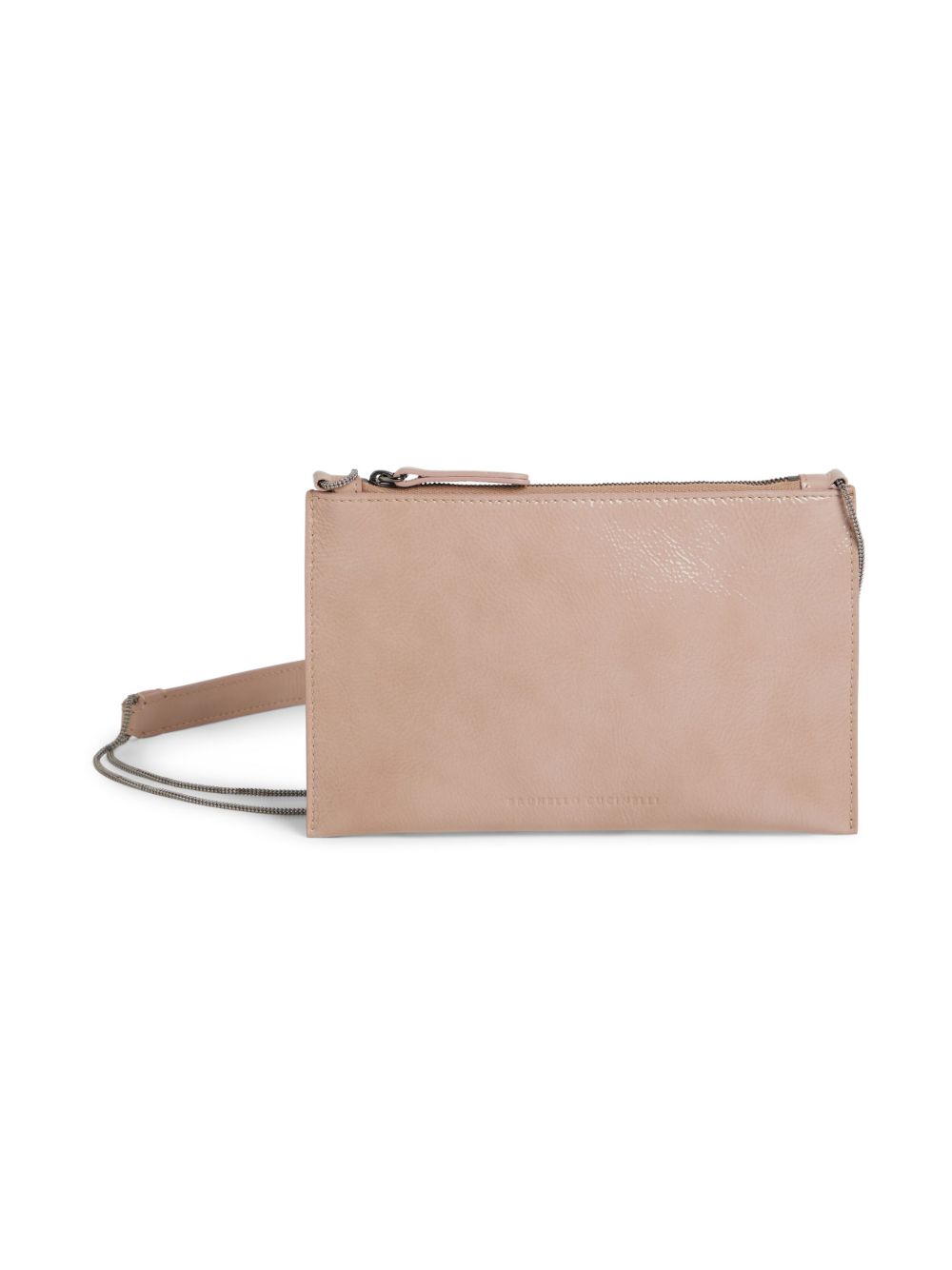 Brunello Cucinelli Kids 凹面压花logo皮质单肩包 - 粉色