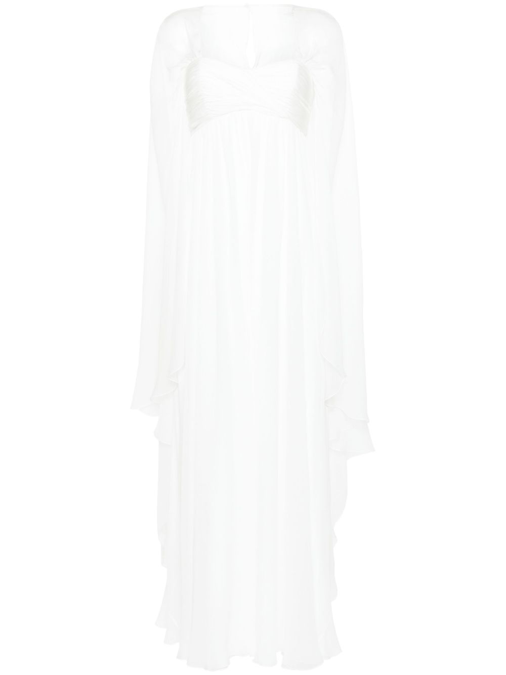 Alberta Ferretti 斗篷细节雪纺礼服 - 白色